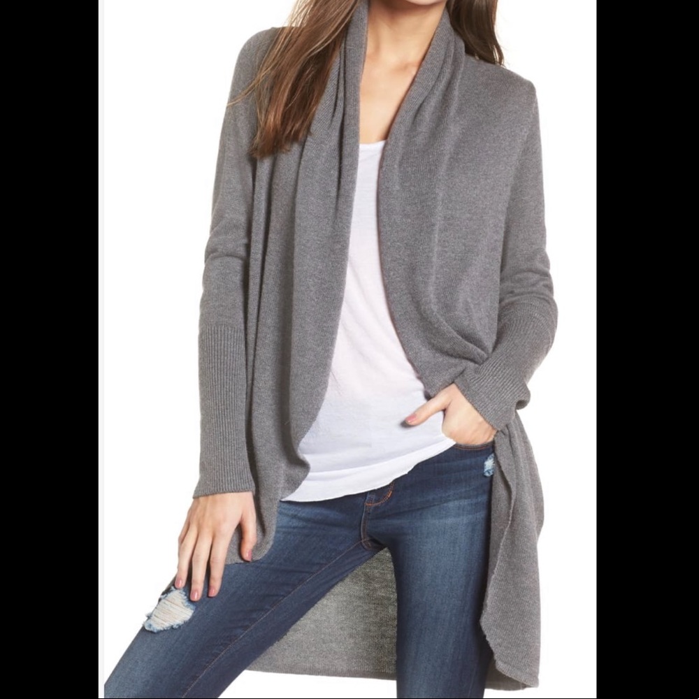 Leith easy circle cardigan long soft tunic length open front knit sweater